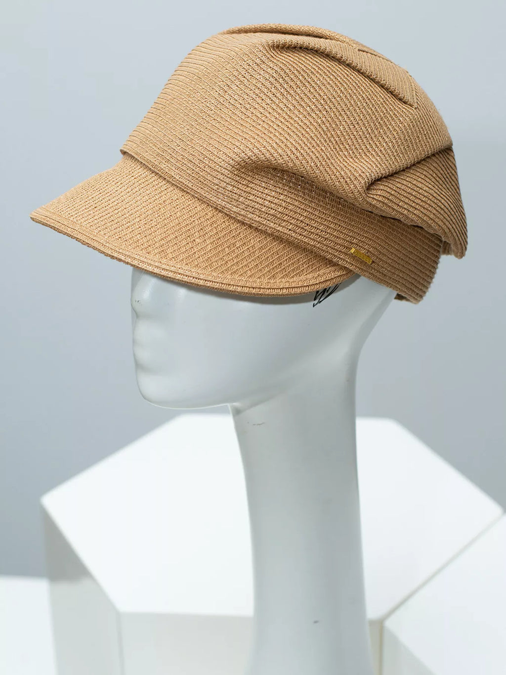 Lightweight woven straw newsboy cap by Plush Fashion Hub, breathable summer hat with a classic, rounded brim and textured straw material.