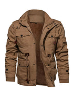 Men's plus size zip-up winter coat by Shopimist, warm and insulated, featuring a high collar and front pockets for cold weather protection.