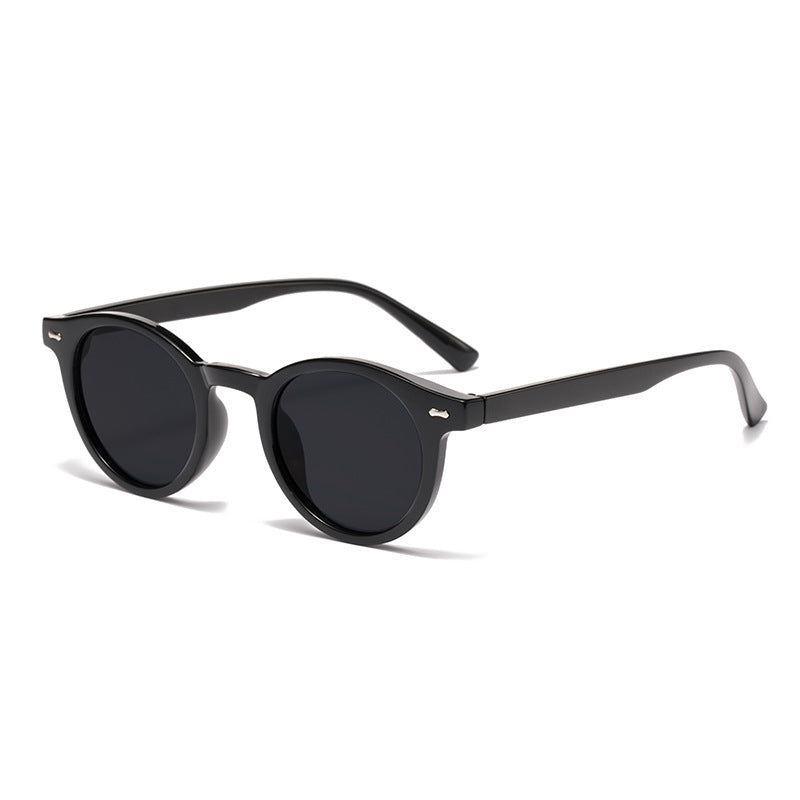 Retro round UV400 sunglasses with European-style tinted frames, stylish eyewear by Plush Fashion Hub.
