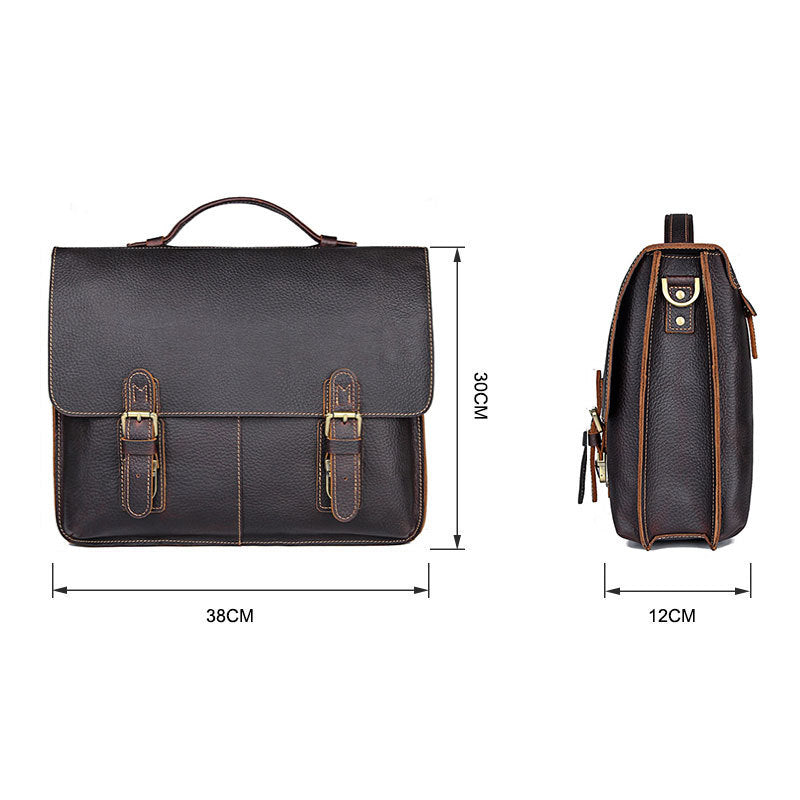Men's retro casual leather business briefcase by Plush Fashion Hub, featuring sturdy handles and classic design.