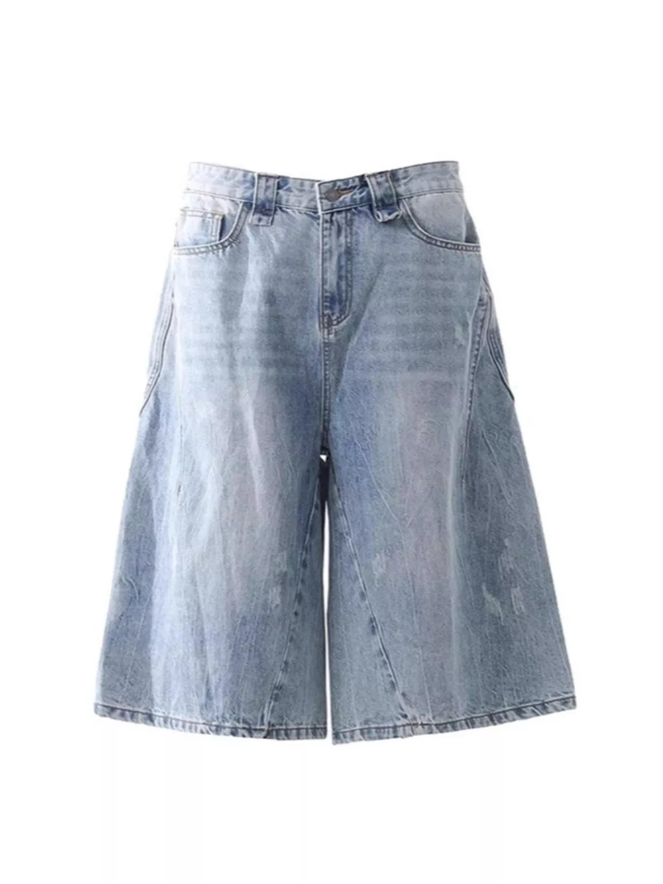 Plus size men's wide leg capris jeans by Plush Fashion Hub, showing the relaxed fit and denim material.