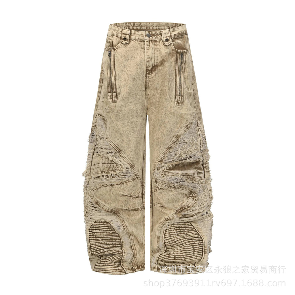 Distressed Irregular Hem Ripped Jeans