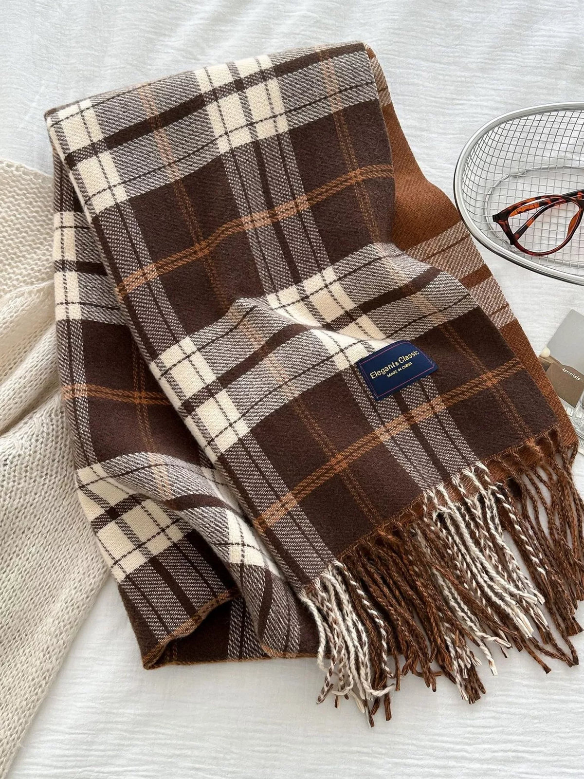 Simply Love classic fringe plaid scarf featuring a cozy, stylish plaid pattern with fringed edges for a versatile accessory.