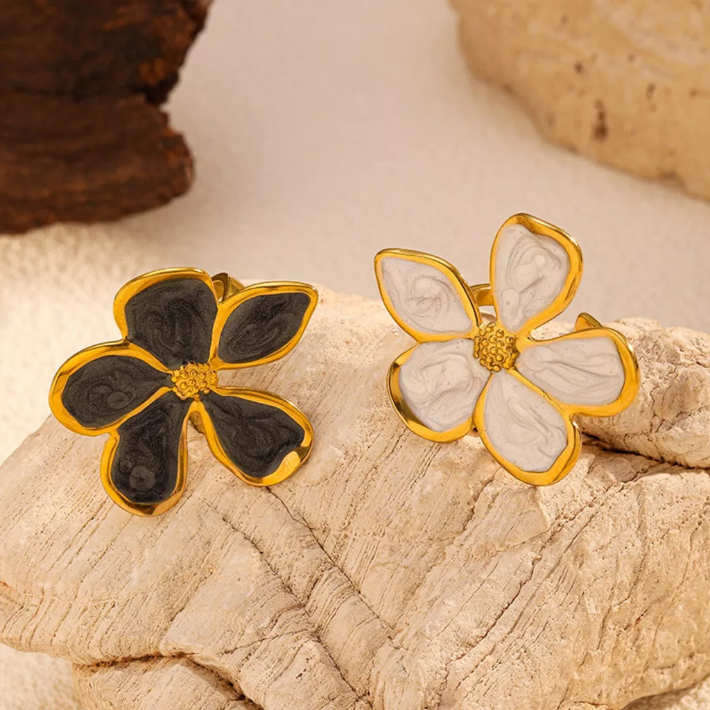 Shopimist flower open ring featuring a delicate floral design in sterling silver with intricate petal detailing.
