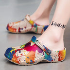 Colorful paint splash men's sandals by Trendsi, casual footwear with vibrant, artistic design and comfortable straps.