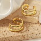 Gold-Plated Czech Diamond Double-Layered Ring