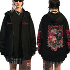 Unisex printed zipper sweater hoodie coat from FitiqueFit, featuring streetwear style with bold printed design and front zipper.