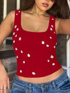 Bead-embellished square neck tank top from Shopimist with stylish design and detailed bead accents.