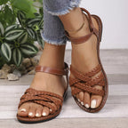 Open toe braided strap sandals by Shopimist featuring stylish design and comfortable footwear for warm weather.