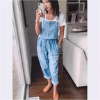 Women's cotton sleeveless wide-leg jumpsuit by Plush Fashion Hub, featuring a relaxed fit and stylish design, shown on a model.