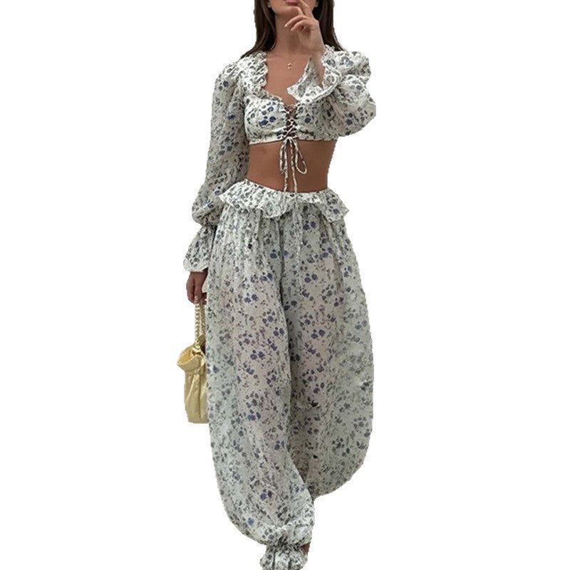 Plush Fashion Hub minimalist long sleeve crop top and matching pants two-piece set, stylish and comfortable for casual wear.