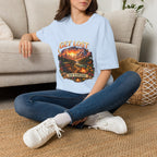 Unisex Softstyle T-Shirt by Printify in heather gray, featuring a comfortable fit and smooth fabric, displayed on a hanger.
