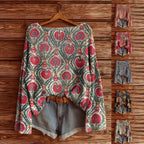 Women’s fall wildflower print long sleeve T-shirt by Plush Fashion Hub featuring a casual floral design on soft fabric.