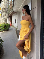 Strapless Smocked Maxi Dress