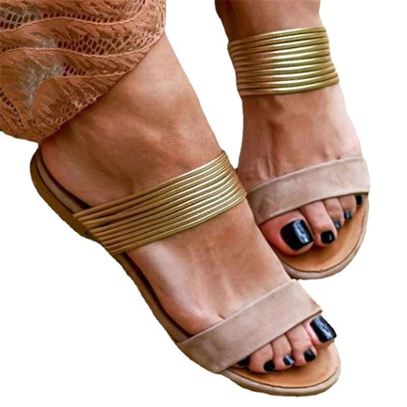 Large size women's flat slippers by Plush Fashion Hub, featuring comfortable flat sandals with stylish design.