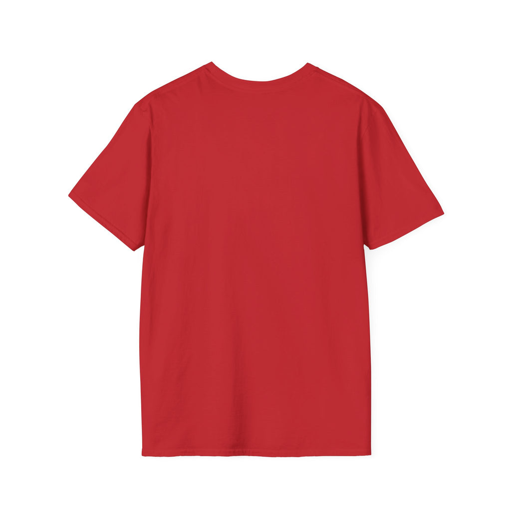 Unisex Softstyle T-Shirt by Printify, plain white, lightweight cotton fabric, relaxed fit, front view on a neutral background.