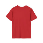 Unisex Softstyle T-Shirt by Printify, plain white, lightweight cotton fabric, relaxed fit, front view on a neutral background.