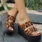 Leopard print open toe platform sandals by Shopimist featuring chunky heels and stylish ankle straps.