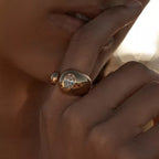 18K Gold-Plated Rhinestone Open Ring