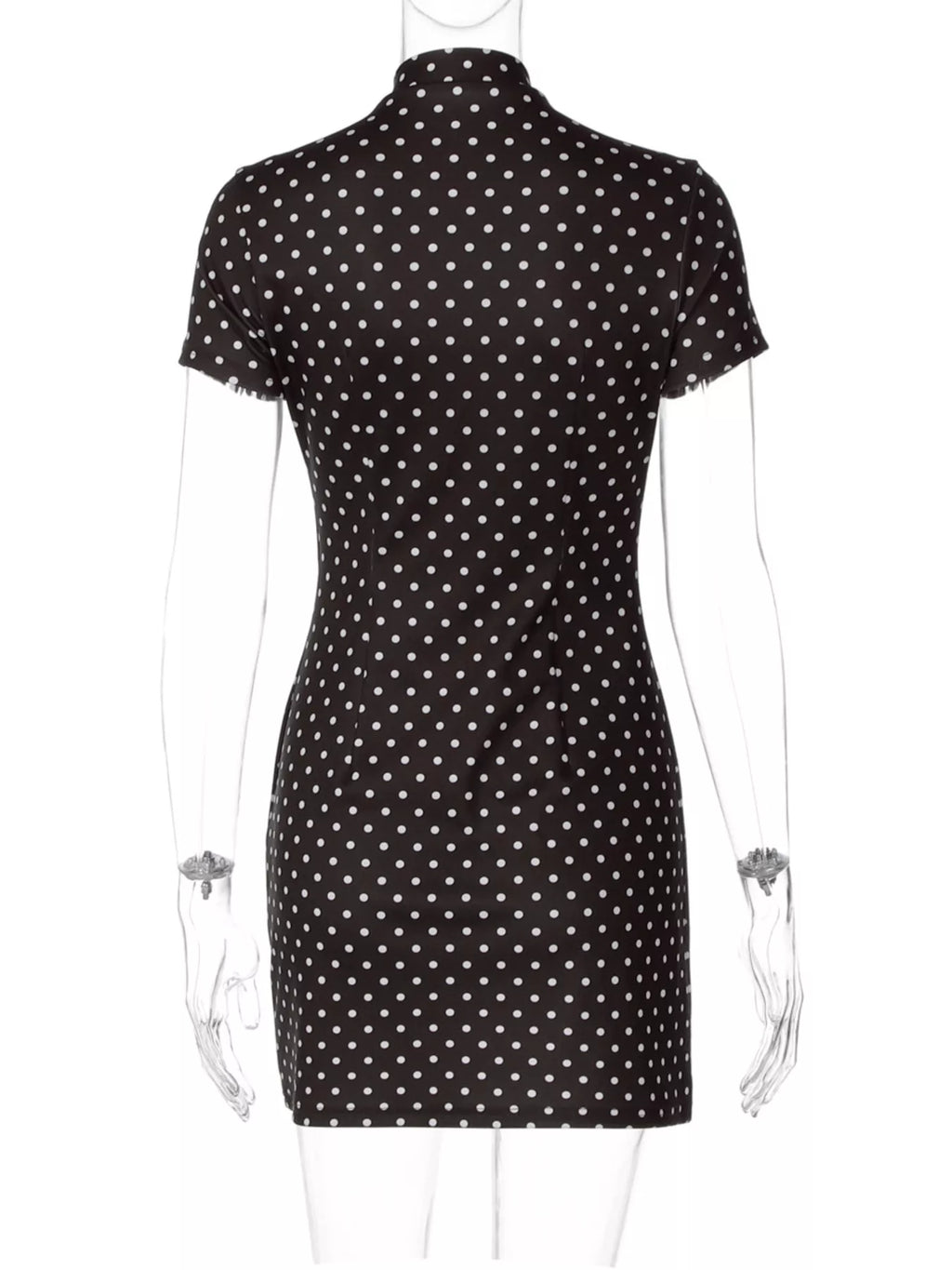 Polka dot cut-out front mini dress by Shopimist featuring a stylish design and playful pattern, perfect for summer or night outings.