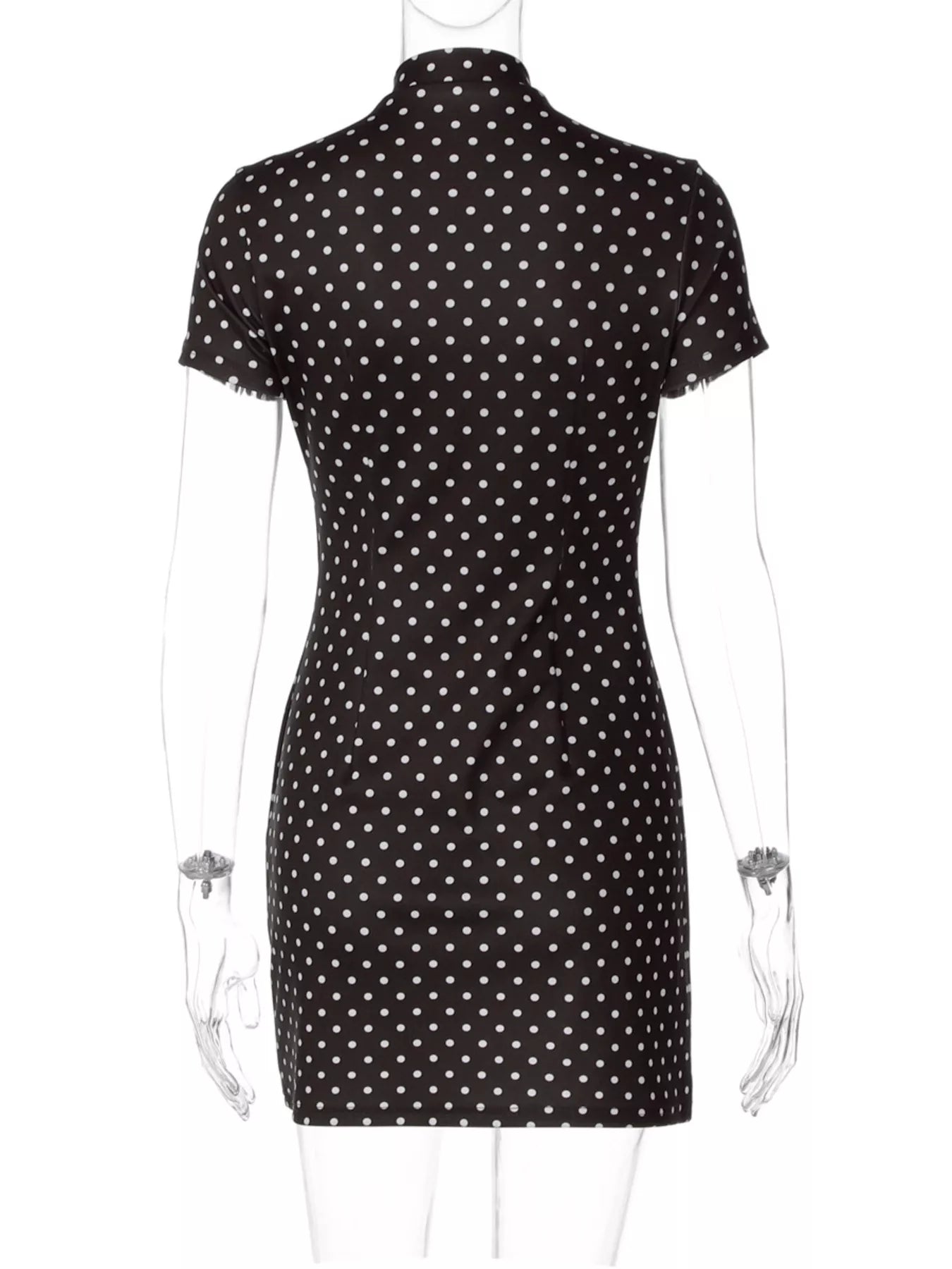 Polka dot cut-out front mini dress by Shopimist featuring a stylish design and playful pattern, perfect for summer or night outings.