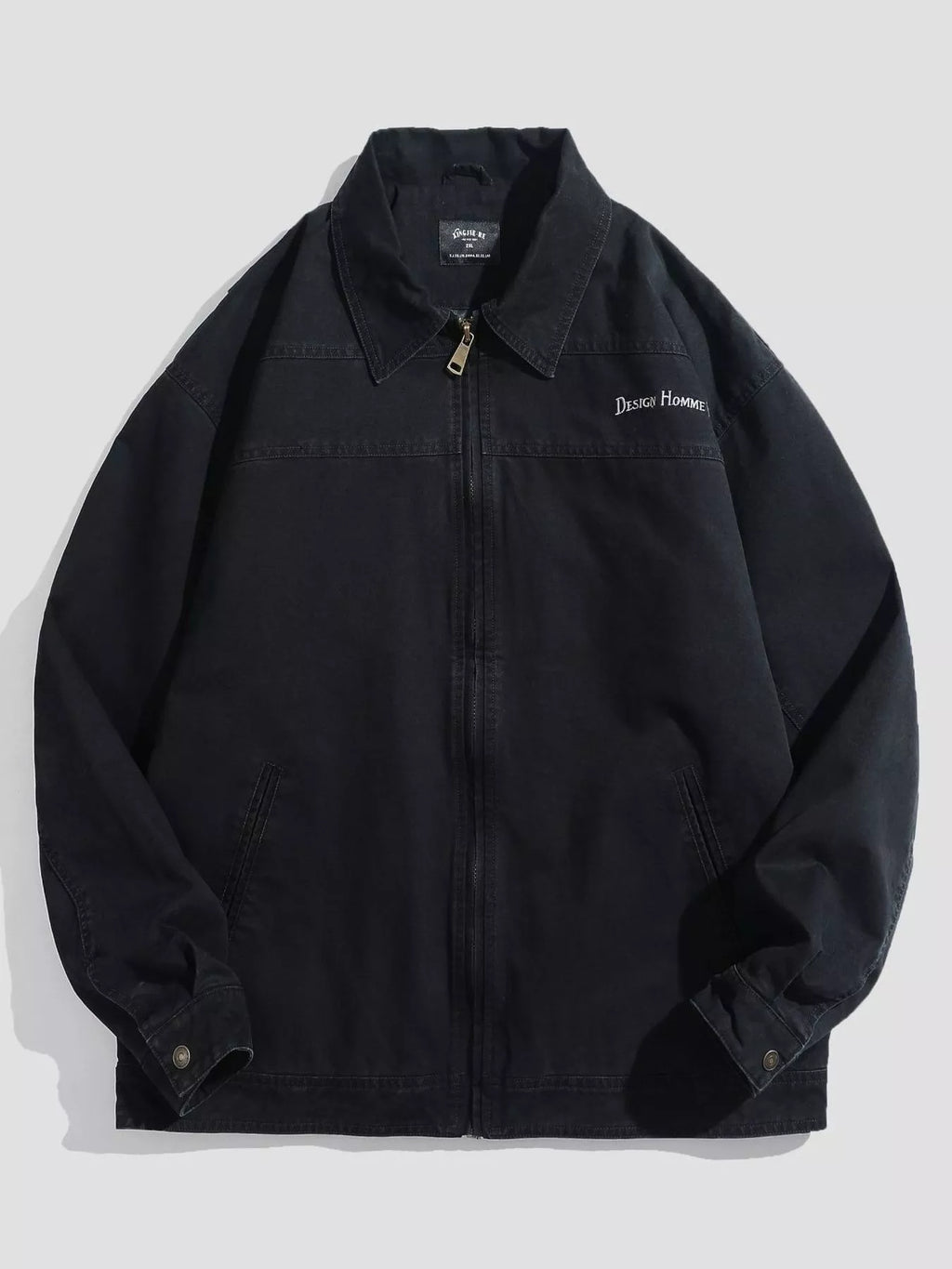 Plus size men's casual zip-up jacket by Shopimist, shown in a relaxed fit with a front zipper and comfortable fabric.