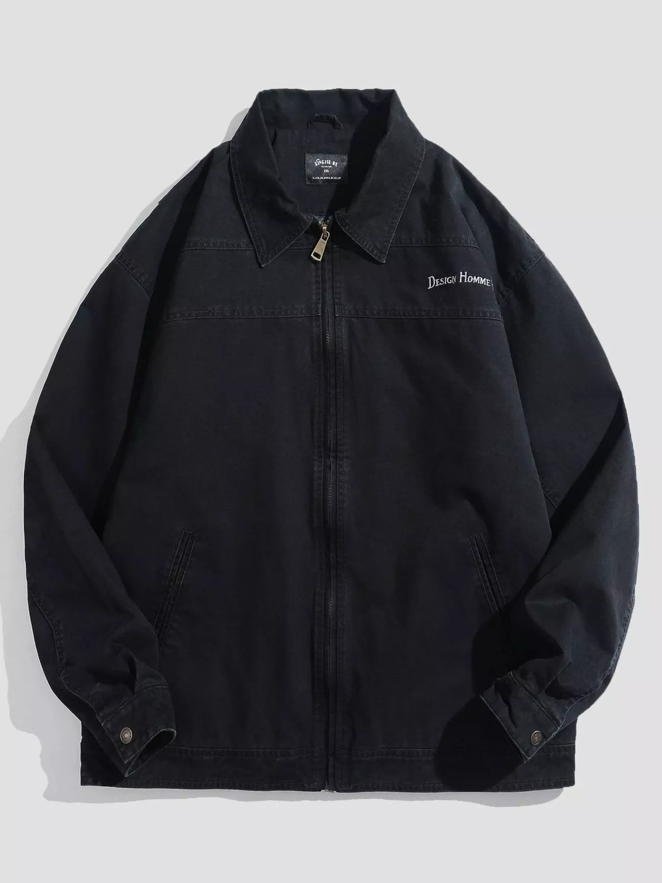Plus size men's casual zip-up jacket by Shopimist, shown in a relaxed fit with a front zipper and comfortable fabric.