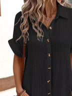 Shopimist casual button-down shirt dress with pockets, featuring a relaxed fit and stylish design for everyday wear.