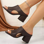 Shopimist open toe block heel sandals featuring a stylish design with a chunky heel and sleek straps.