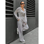 Relaxed Hooded Zip-Up & Wide-Leg Trouser Two-Piece Set