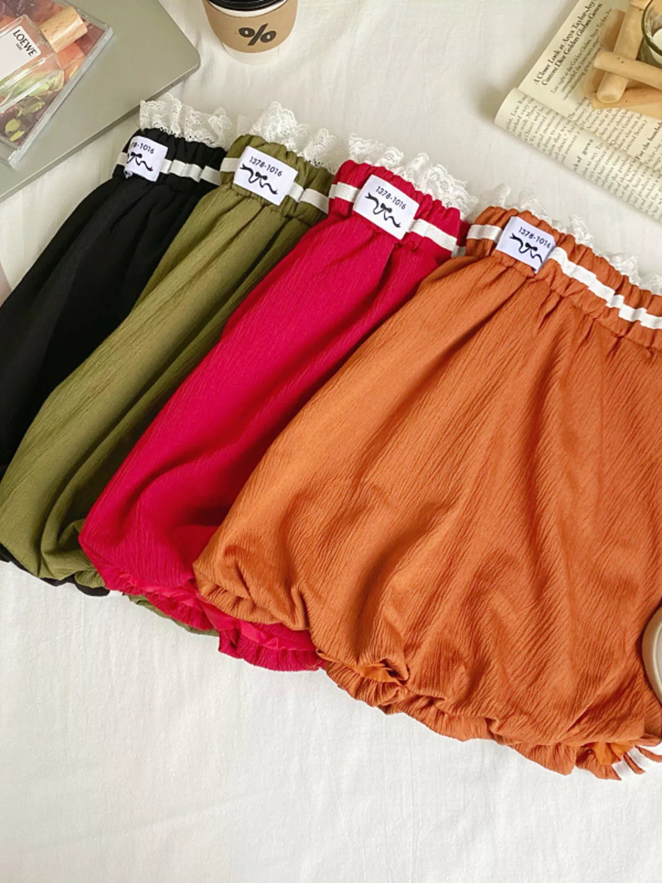 Lace trim elastic waist mini skirt from Trendsi, showing close-up of the fabric and elegant lace detail at the hem.