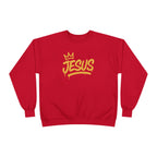 Gold script Jesus Crown crewneck sweatshirt by Wear Your Worship, featuring inspirational religious design on soft apparel.
