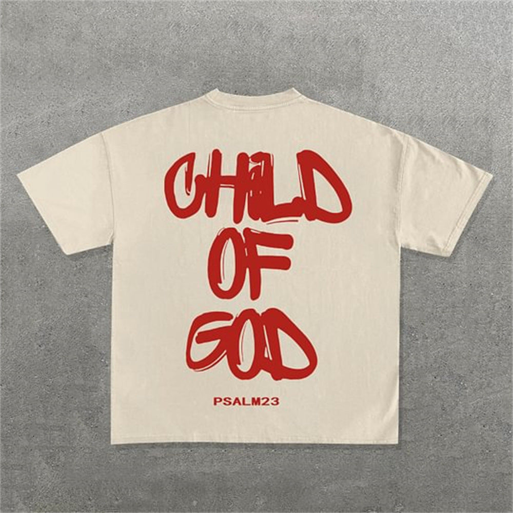 Oversized eprolo fashion T-shirt with letter pattern design, casual fit, and soft fabric, displayed flat on a white background.