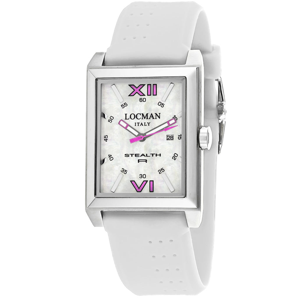 Elegant Locman Men's Classic watch with a sleek design and stainless steel band, displayed on a neutral background.