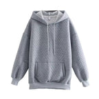 Women's Diamond Grid Loose Casual Pullover Hoodie