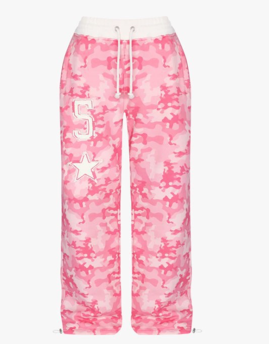 Style Pink Camouflage Print Casual Set High Street Hip-Hop Zipper Jacket with Tie Waist Pants
