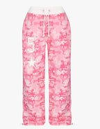 Style Pink Camouflage Print Casual Set High Street Hip-Hop Zipper Jacket with Tie Waist Pants