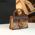 Leather Small Square Bag for Women, Fashionable Magenta Color, Handheld Mini Bag, Elegant and Stylish, Shoulder Crossbody Bag