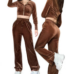 Cozy Zip-Front Hooded Lounge Set with Drawstring Pockets