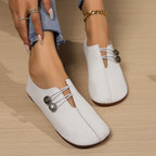 Modern Square-Toe Button Loafers