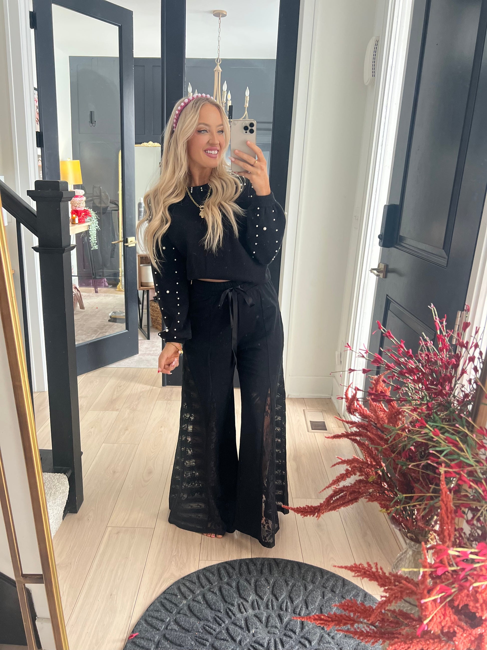 Wide Leg Black Lace Pants Pretty Little Patriot