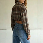 Asymmetric hem checkered short top