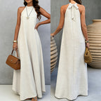 Women's ice silk crinkle sleeveless swing maxi dress by FitiqueFit, featuring a casual, flowy design perfect for warm weather.