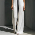 Modern V-Neck Color-Block Wide-Leg Jumpsuit