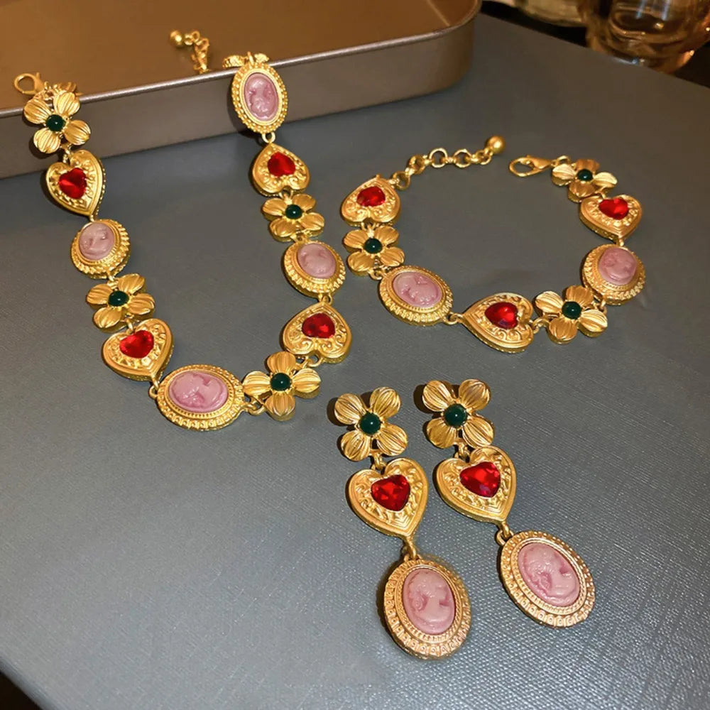 Copper inlaid rhinestone necklace featuring intricate design and sparkling stones, crafted by Shopimist.