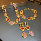 Copper inlaid rhinestone necklace featuring intricate design and sparkling stones, crafted by Shopimist.