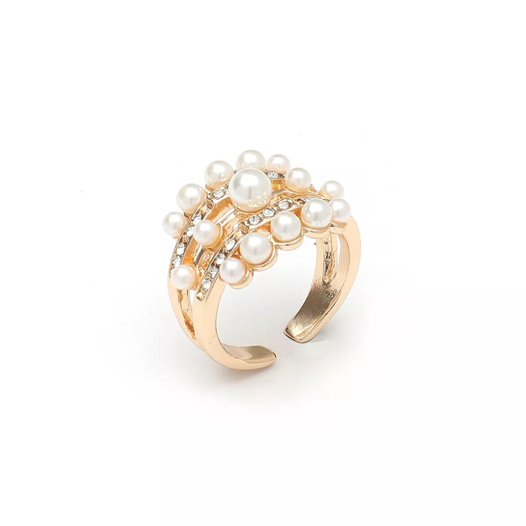 Pearl 18K gold-plated open ring with a single pearl accent, stylish jewelry accessory, from Shopimist.