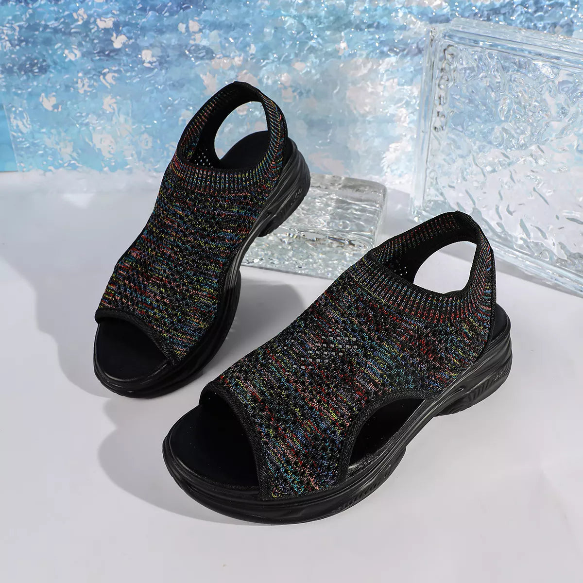 Open toe platform sandals by Shopimist with chunky heels and adjustable ankle straps, featuring a stylish and trendy design.
