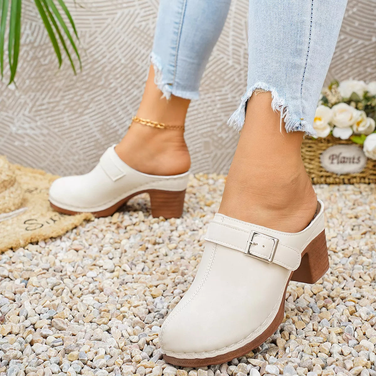Shopimist round toe block heel sandals with stylish straps and a comfortable heel height, perfect for casual or dressy occasions.