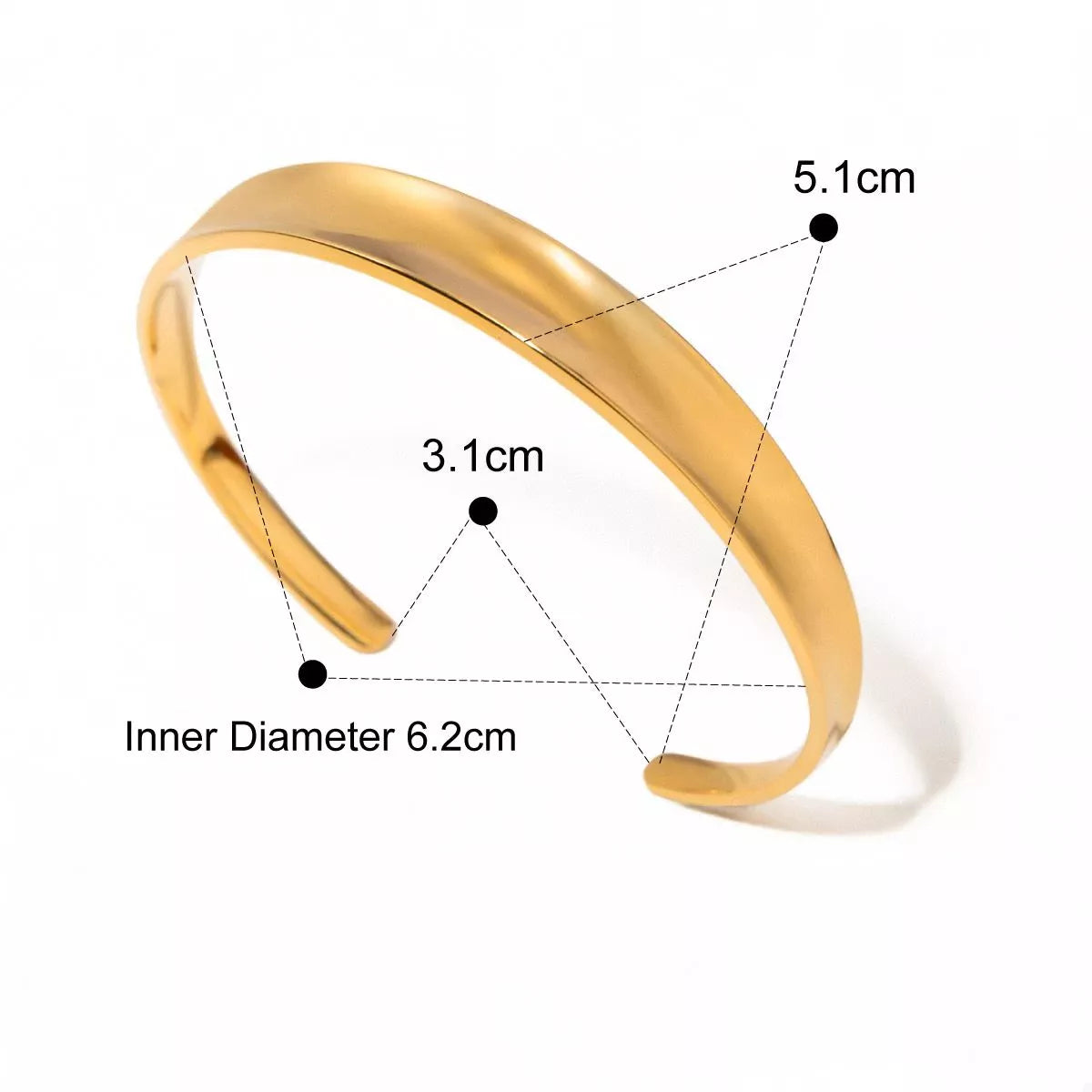 18K gold-plated stainless steel open ring from Shopimist showcasing a sleek, minimalist design on a white background.